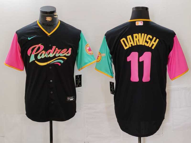 Men%27s San Diego Padres #11 Yu Darvish Black Fashion Baseball Jersey->san diego padres->MLB Jersey